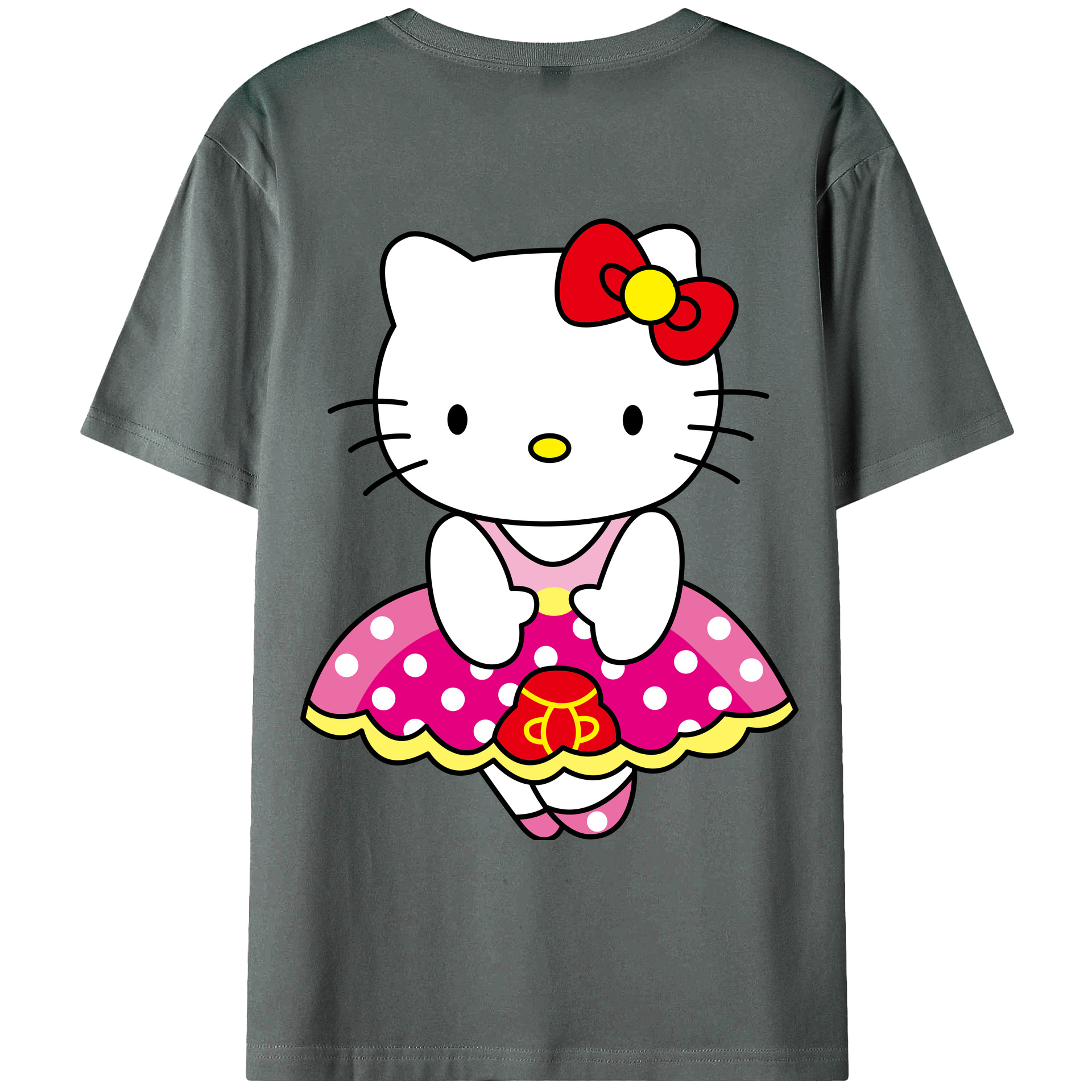 （画像用） Hello Kitty ハローキティ 綿100％ メンズ半袖Tシャツ（バックプリント） 通気性